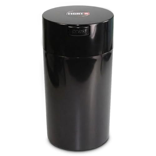 Tightvac 3 to 12 Ounces Airtight Smell Proof Container - Patented Vacuum Seal, Storage for Coffee, Herbs, Tea, Spices, Dry Goods - Odor Resistant Vacuum Jar, Black - color: Black