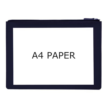PU Leather A4 File Folder Zipper Document Holder Envelope Folder Case for Receipt Contract (Blue) - color: Blue