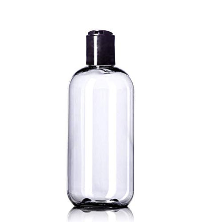 8oz Plastic Bottles (6 Pack) BPA-Free Squeeze Clear Toiletries and Shampoo Containers with Disc Cap, Labels Included for Travel - color: Clear