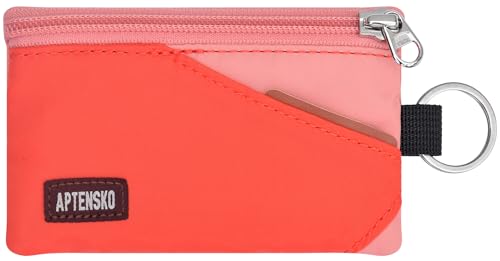 RFID Blocking Travel Wallet with Adjustable Lanyard, Small Nylon Zipper Pouch and Badge Holder for ID, Credit Cards, Cash, Keys, Commuters (BlazingOrange+CoralBlush) - color: BlazingOrange+CoralBlush