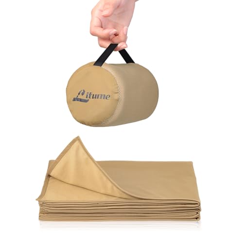 Litume Travel Blanket Lightweight and Breathable, 67 x 48 in Soft Airplane Flight Blanket for Travelers, Foldable Camping Sheet with Stuff Sack for Train, Camp, backapcking, office, home(Creamy Brown) - color: Creamy Brown