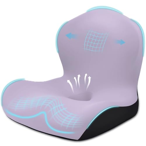 Seat Cushion for Office Chair and Car, L-Shaped Ergonomic Car Seat Cushions, Memory Foam Chair Cushion, Lumbar Support Pillow for Wheelchair, Car, Home, Office, Purple - color: Purple
