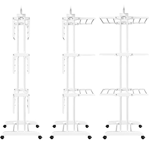 HOMIDEC Clothes Drying Rack, Large 4-Tier Foldable Drying Rack Clothing(67.7H x 19.7W x 30L Inches), Movable with 4 Castors. Multifunctional Stainless Steel Laundry Drying Rack, White - color: White