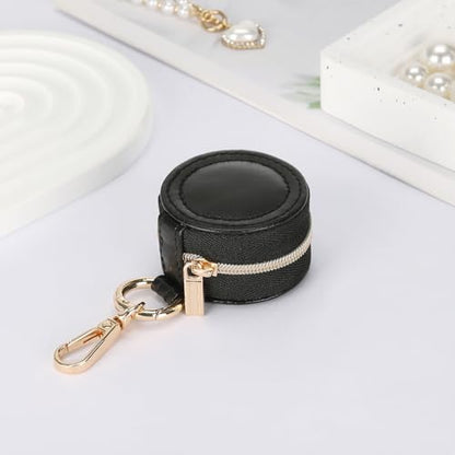 KUKUVR Jewelry Ring Holder Box with Keychain, Portable Gym Jewelry Storage Box Case, Small Travel Ring Earring Stud Necklace Storage Case (Black) - color: Black