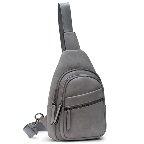 Alldaily Large Sling Bag for Women Crossbody Purse Leather Fashionable Trendy Chest Bag for Travel, Fanny Pack (Grey) - color: Grey