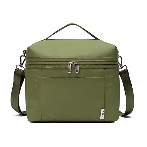 NOL Natural Organic Lifestyle Insulated Lunch Bags for Women Cooler Bag Lightweight Nylon Waterproof Lunch Box For Work - color: Amy green, size: Medium (8 Liters)