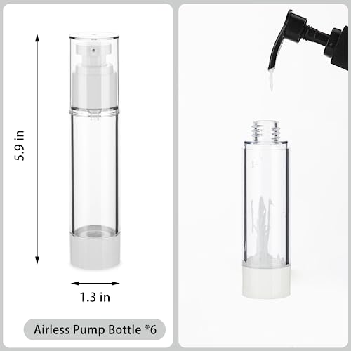 1.7OZ/50ML Clear Airless Pump Bottles, Lotion Dispenser Travel with Pump, Vacuum Plastic Travel Size Lotion Bottle for Foundation, Creams, Cosmetic(6 Pack) - size: 1.7oz / 50ml (6 pcs)