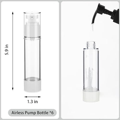 1.7OZ/50ML Clear Airless Pump Bottles, Lotion Dispenser Travel with Pump, Vacuum Plastic Travel Size Lotion Bottle for Foundation, Creams, Cosmetic(6 Pack) - size: 1.7oz / 50ml (6 pcs)