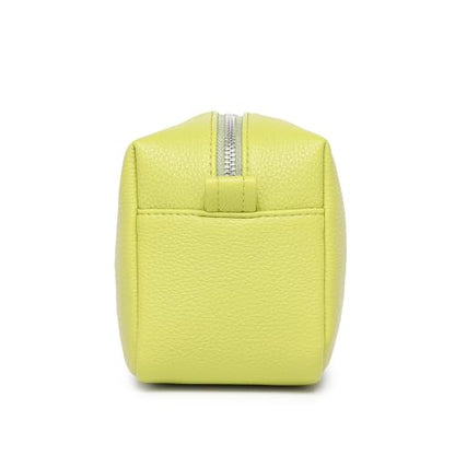 PU leather Organizer Bag Lightweight Cosmetic Bag with Ring Clasp Perfect Travel Makeup Bag for Women (Grass/PU) - color: Grass/PU