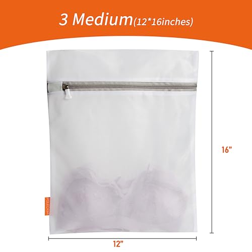 Polecasa Mesh Laundry Bags 3 Pack 12 x 16" (Medium) - Durable Zipper Wash Bags for Delicates, Lingerie, Bras, Underwear - Protect Garments in Washing Machine - size: 3 Medium