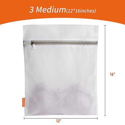 Polecasa Mesh Laundry Bags 3 Pack 12 x 16" (Medium) - Durable Zipper Wash Bags for Delicates, Lingerie, Bras, Underwear - Protect Garments in Washing Machine - size: 3 Medium