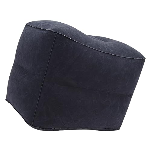 Foot Rest Pillow Inflatable Two Layer Single Air Valve PVC Flocking Portable Reducing Fatigue Airplane Foot Pillow for Office Home Travel (Dark Blue) - color: Dark Blue