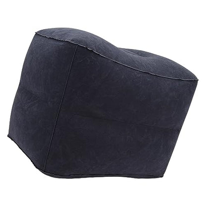 Foot Rest Pillow Inflatable Two Layer Single Air Valve PVC Flocking Portable Reducing Fatigue Airplane Foot Pillow for Office Home Travel (Dark Blue) - color: Dark Blue