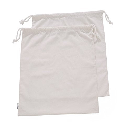 100% Cotton Canvas Travel Laundry Bag, 2-Pack - color: White, size: Small