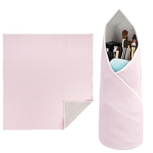 Walking Way Self-Adhesive Magic Cloth Makeup Bag, Magic Pocket Lazy Makeup Bag, Foldable Cosmetic Pouch, Portable Lens Protective Wrap, Stylish Travel Organizer for Beauty, Travel, Gifts & Daily - color: Pink, size: 21.65 inch