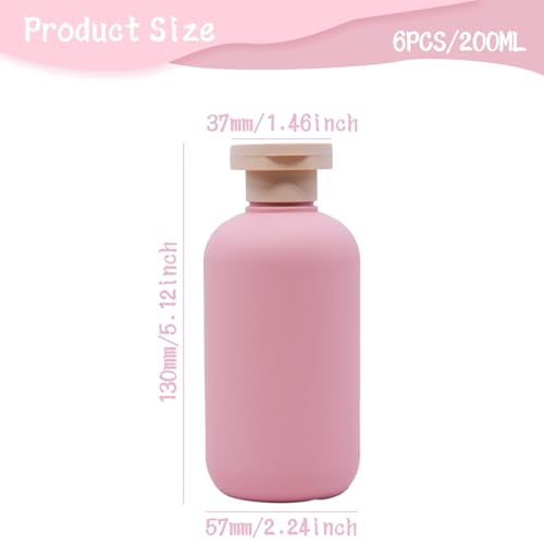 6 Pack Leakproof Travel Bottles 6.8oz | Squeeze Shampoo & Lotion Containers with Locking Flip Caps | Food Grade HDPE/PP for Toiletries, Gym, Camping (Green+Blue+Pink) - size: 6.8oz 6Pcs
