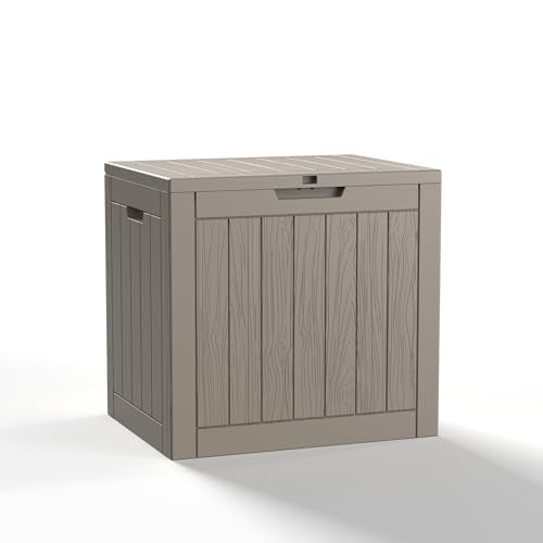 32 Gallon Outdoor Storage Box - Deck Box Container for Patio, Pool, and Garden-Waterproof and UV Resistant Resin,Lockable (Grey) - color: Grey, size: 32 Gallon