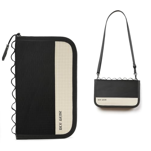 Travel Wallet Passport Holder with Airtag Slot Crossbody Document Organizer with Wrist Strap Lightweight Passport Pouch Portable Card Case with SIM Card Holders and Eject Pin for Women & Men (Black)