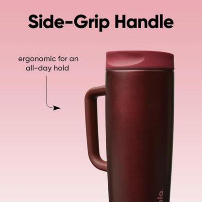 Owala SmoothSip Slider Stainless Steel Insulated Travel Mug with Handle, 100% Leak Proof, For Hot and Cold Drinks, Travel Friendly with Sliding Lock Lid, BPA Free, 24 oz, Black Cherry - color: Black Cherry, size: 24 Ounces