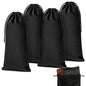 Amylove 4 Pcs Flannel Cloth Shoe Bags for Travel, 8 x 17 Inches Dust Pouch with Drawstring Closure, Washable Breathable Cotton Fabric for Luggage (Black) - color: Black