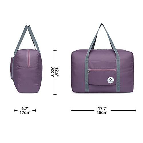 For Spirit Airlines Personal Item Bag Foldable Travel Duffel Bag Tote Carry on Luggage Duffle Overnight for Women and Men - color: 1112 Purple