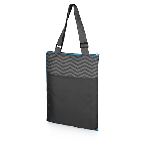 Vista Outdoor Picnic Blanket & Tote, (Waves Collection - Gray with Vista Blue Accents) - color: Wave Collection