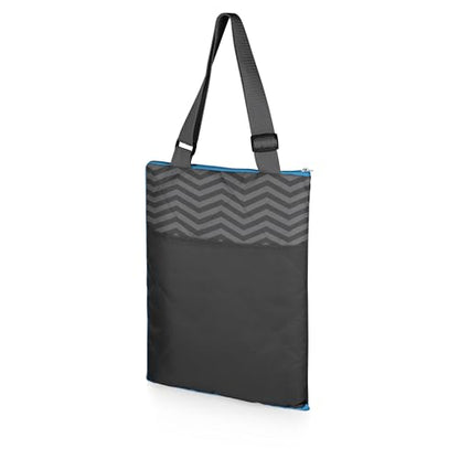 Vista Outdoor Picnic Blanket & Tote, (Waves Collection - Gray with Vista Blue Accents) - color: Wave Collection