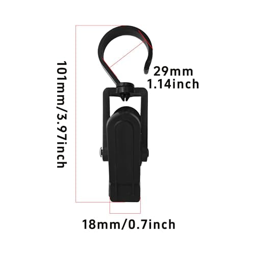 24PCS 4" Plastic Swivel Hooks with Clips, Strong Laundry Hangers, Rotating Clips for Clothes, Towels, Closet Organization, Home & Travel Use (Black) - color: Black