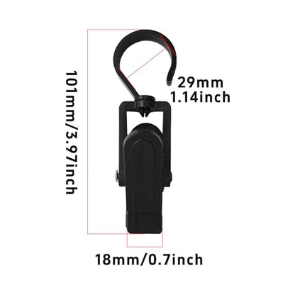 24PCS 4" Plastic Swivel Hooks with Clips, Strong Laundry Hangers, Rotating Clips for Clothes, Towels, Closet Organization, Home & Travel Use (Black) - color: Black