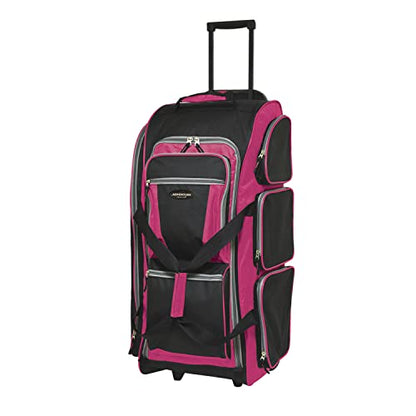 Travelers Club Xpedition 30 Inch Multi-Pocket Upright Rolling Duffel Bag - color: Hot Pink