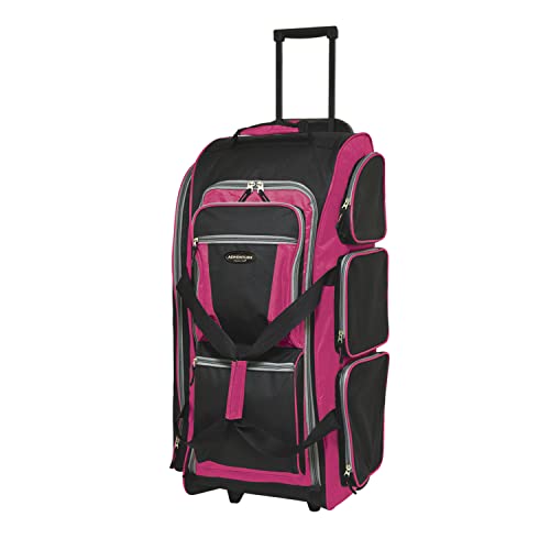 Travelers Club Xpedition 30 Inch Multi-Pocket Upright Rolling Duffel Bag - color: Hot Pink