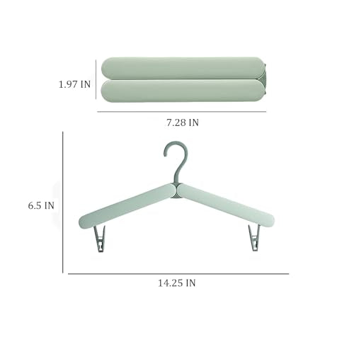 4 Pack Travel Hangers,Foldable Hangers,with Hidden Clips,Lightweight and Portable,Space Saving,Suitable for Skirts, Pants,Suits, Jackets, etc (Green) - color: Green