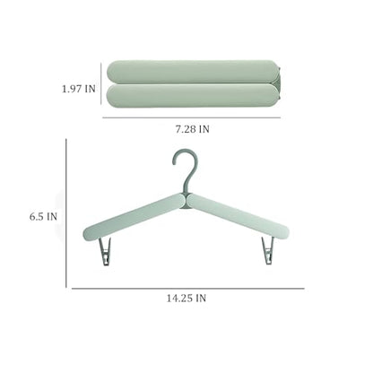 4 Pack Travel Hangers,Foldable Hangers,with Hidden Clips,Lightweight and Portable,Space Saving,Suitable for Skirts, Pants,Suits, Jackets, etc (Green) - color: Green