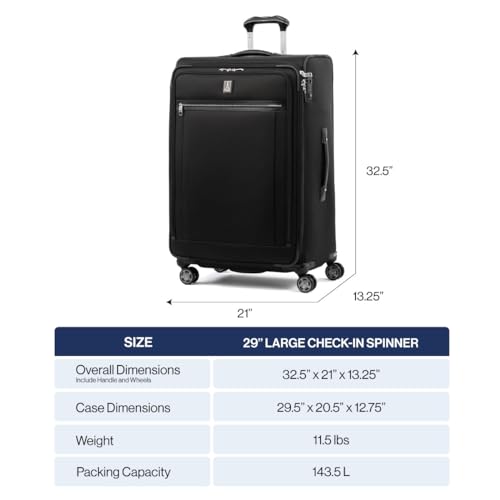 Travelpro Platinum Elite Softside Expandable Checked Luggage, 8 Wheel Spinner Large Suitcase, TSA Lock, Men and Women, Pilot Green, Checked Large 29-Inch - color: Pilot Green, size: Checked-Large 29-Inch