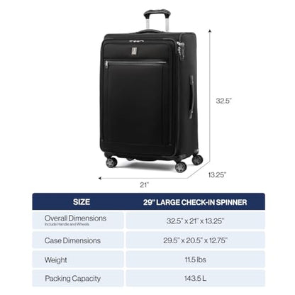 Travelpro Platinum Elite Softside Expandable Checked Luggage, 8 Wheel Spinner Large Suitcase, TSA Lock, Men and Women, Pilot Green, Checked Large 29-Inch - color: Pilot Green, size: Checked-Large 29-Inch