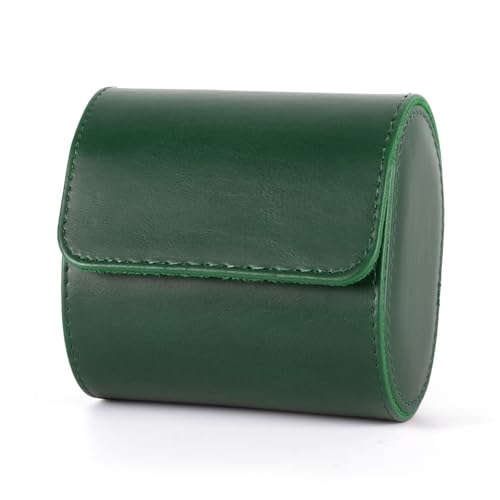 Double Leather Watch Box, Vintage Watch Roll Travel Case for Men and Women, Green - color: Green, size: Double
