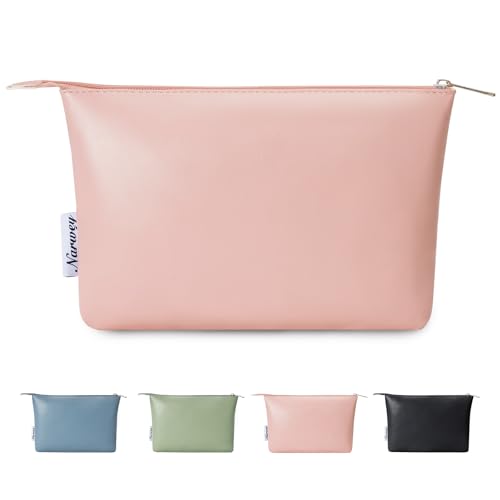 Narwey Small Makeup bag for Purse, Small Makeup Pouch for Purse Cosmetic Bag with Zipper, Cute PU Leather Make up Pouch for Women Girls (Pink) - color: A-Pink