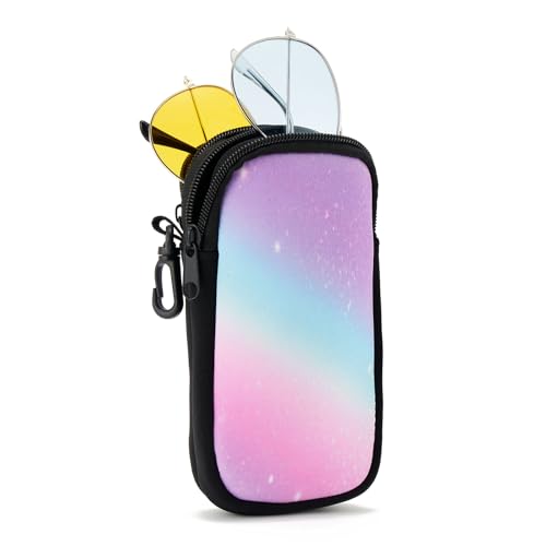 WOZEAH Double Eyeglass Case with 2 Compartments, Travel Eyewear Organizer for Two Pairs of Glasses - color: Gradient