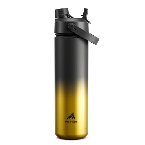 POWCAN 26 oz Insulated Water Bottle with 2-in-1 Straw and Spout Lid, Keep Cold 24H, Leak-Proof, Fits in Car Cup Holder, Stainless Steel Water Bottle for Sports, Travel, Gym, and School (King) - color: King, size: 26 Ounces