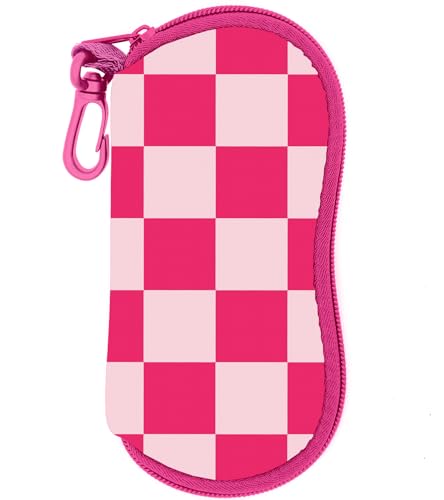 Sunglasses Case Soft Glasses Cases for Women Pouch Eyeglass Bag Eye Glass Kids Girls Sun Glasses Cute Kawaii - color: Pink Plaid