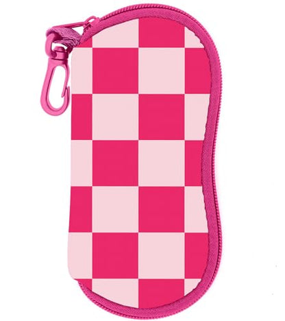Sunglasses Case Soft Glasses Cases for Women Pouch Eyeglass Bag Eye Glass Kids Girls Sun Glasses Cute Kawaii - color: Pink Plaid