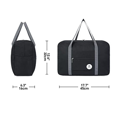 For Spirit Airlines Personal Item Bag Foldable Travel Duffel Bag Tote Carry on Luggage Duffle Overnight for Women and Men - color: 1112 Black