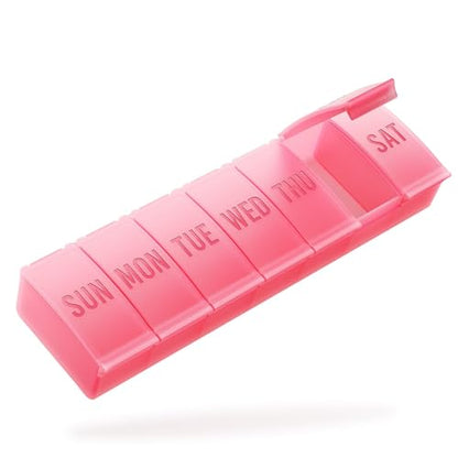 Barhon Pill Organizer Large, Weekly Medicine Pill Organizers, 7 Day Pills Box Case Travel for Big Vitamin Supplements Fish Oil, Red - color: Red