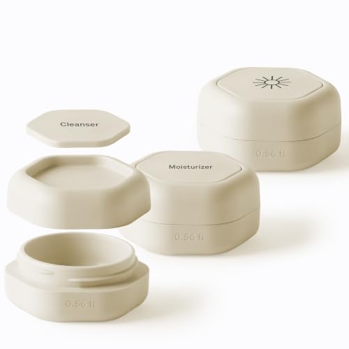Cadence Capsules - Basic Skincare Set, Sand - Three Small Containers with Magnetic Lids - 100% Leak Proof & TSA Approved for Travel and Carry On, Minimalist & Stackable (0.56 oz Each) - color: Sand, size: Basic Set