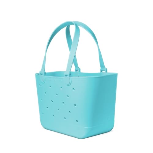 Simple Modern Large Beach Bag | Waterproof Getaway Rubber Tote with Zipper Pocket for Travel, Pool, Boat, Groceries, Sports | Nantucket Tides - color: Nantucket Tides, style: Large