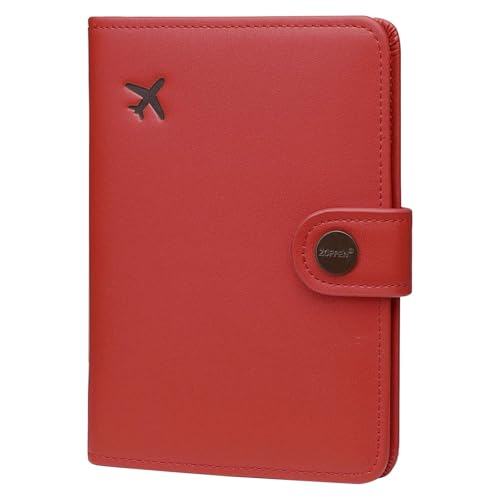 ZOPPEN Passport Holder for Travel Essentials, RFID Blocking PU Leather Water-Resistant Lightweight Passport Cover with Multiple Card Slots, Easy to Carry Travel Wallet for Women Men, Scarlet Red - color: #22 Scarlet Red