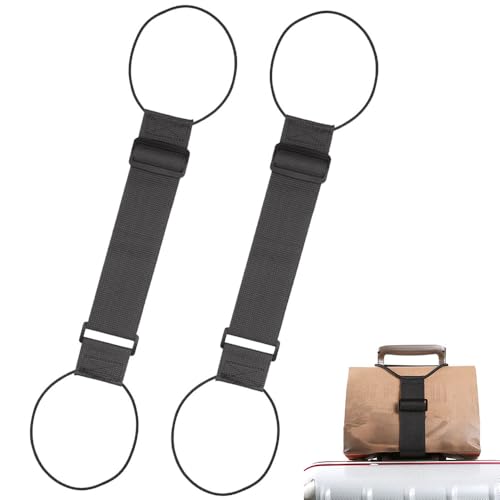 2026 Multi-Use Strong Adjustable Luggage Connector Straps,Flexible and Adjustable Elastic Fastening Belt for Luggage Strap,Luggage Connector Straps for Suitcases Travels Accessories (Black-2pc) - color: Black-2pc