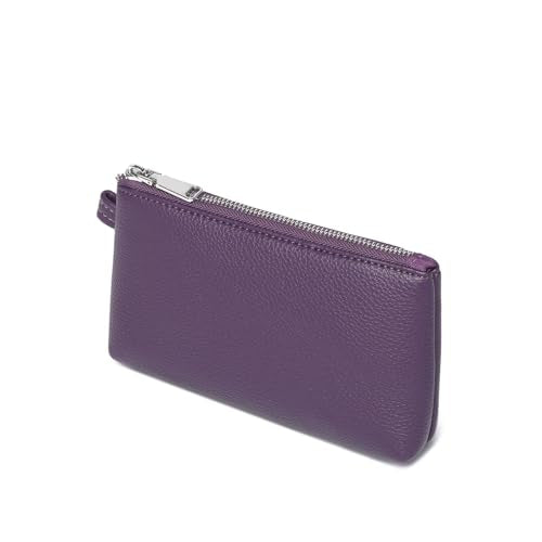 30 Color PU Faux Leather Travel Toiletry Bag for Women, Mini Cosmetic Pouch Organizer with 2 Dividers, Easy Clean Makeup Bag for Purse, Gift Idea (PU Faux Leather/Anemone Purple) - color: PU/Anemone Purple