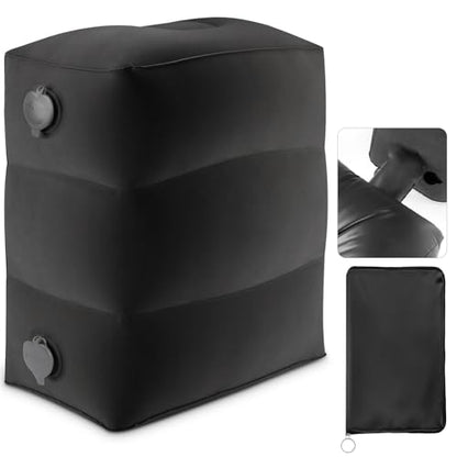 Maliton Inflatable Foot Rest Pillow for Travel,Kids Airplane Bed,Adjustable 3 Layers Height Leg Pillow of Air Travel Essentials,Car, Office, Home - Fast Inflation (Black) - color: Black