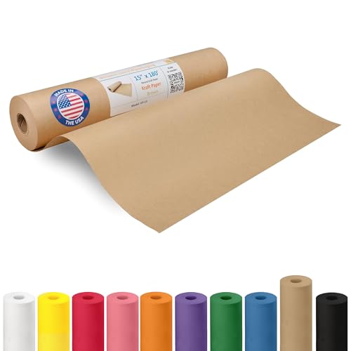 Brown Paper Roll 15" x 2160" (180 feet) - USA-Made Kraft Paper 30lb Thickness for Packing, Moving, Shipping, Wrapping, and Crafts/Arts - 100% Recycled Natural Material by IDL Packaging - color: Brown, size: 15"x180' (#30 thick)